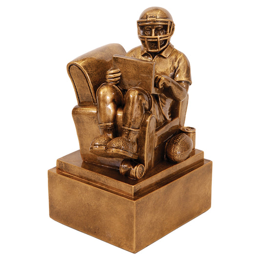 6" Antique Gold Fantasy Football Man in Chair Resin